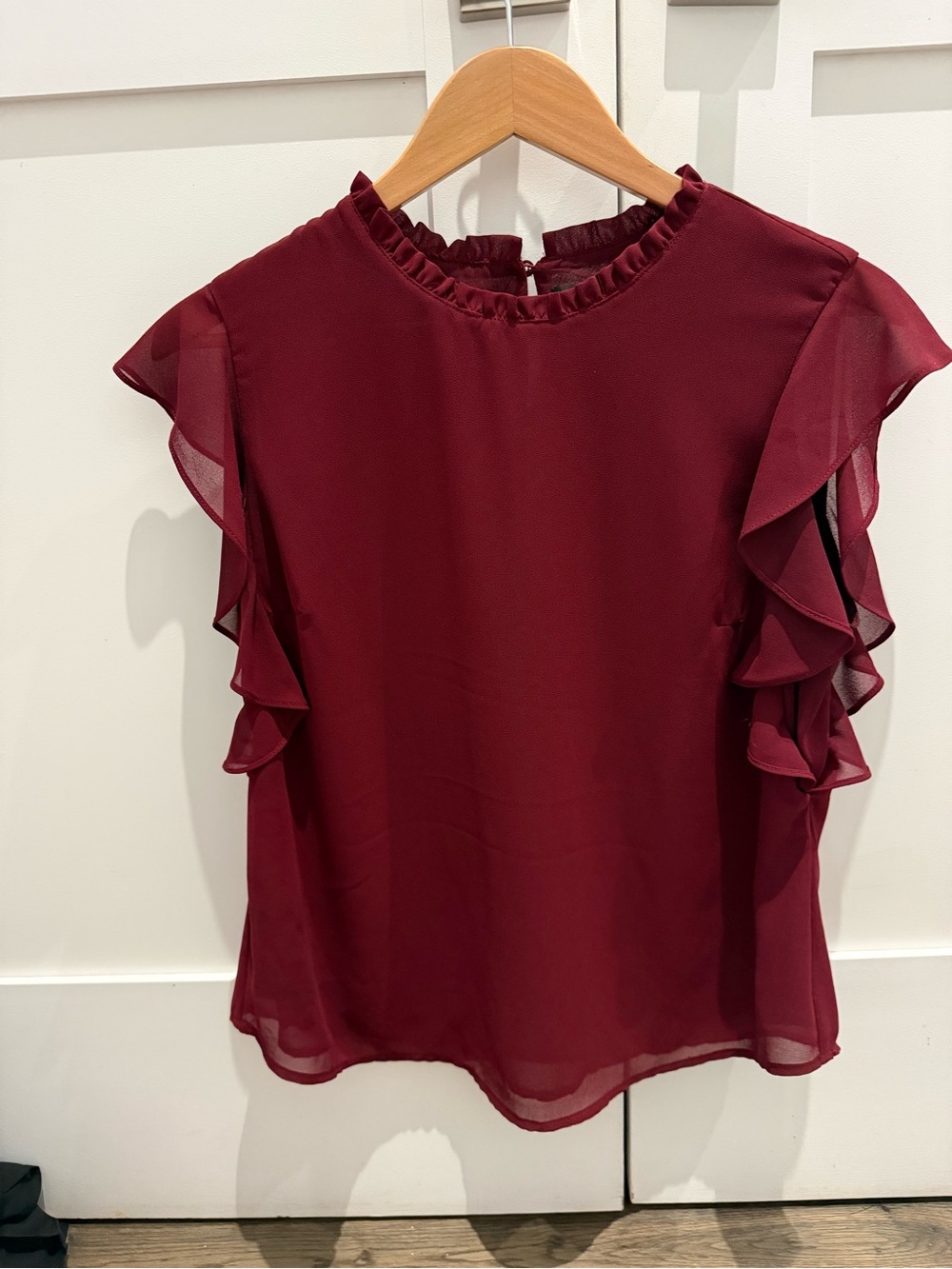 Dynamite Burgundy Ruffle Sleeve Blouse